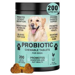 TzzyiC probióticos para perros, tabletas sabor pollo, apoyo digestivo diario