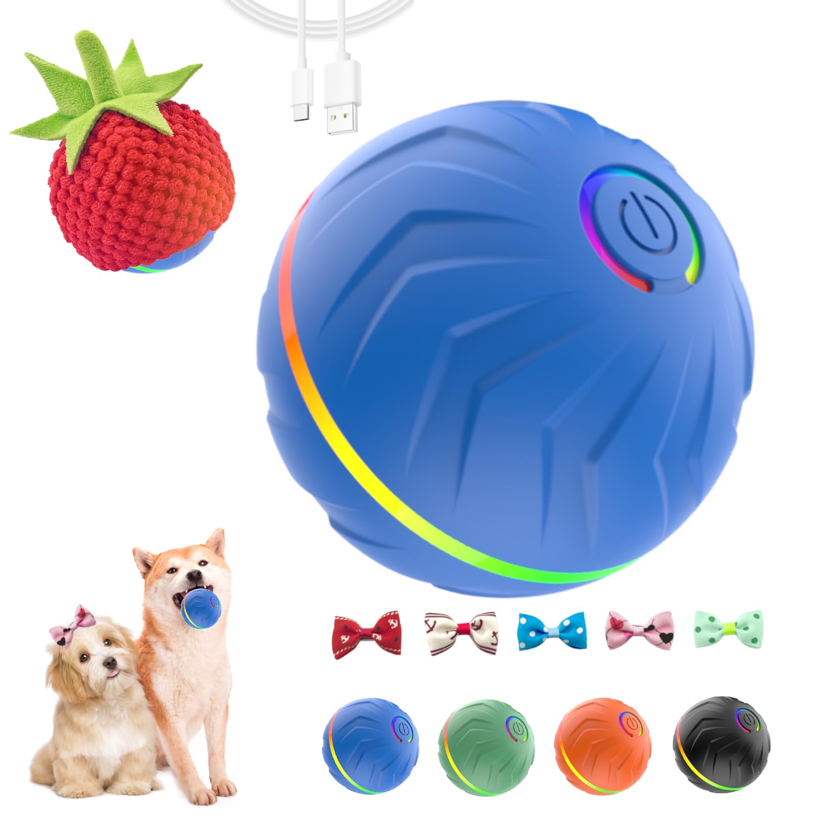 Pelota interactiva ugdurwp para perros azul, favorece juego activo.