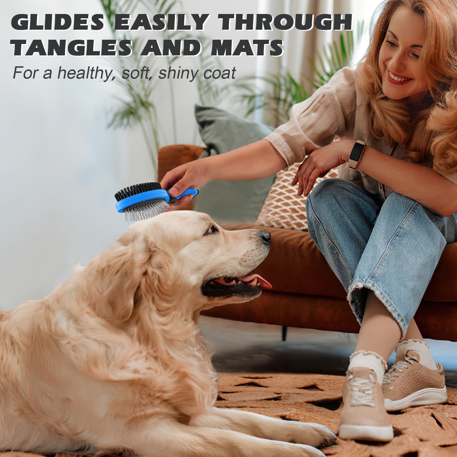 UGNEL cepillo baño para perros y gatos con mango ajustable y cómodo