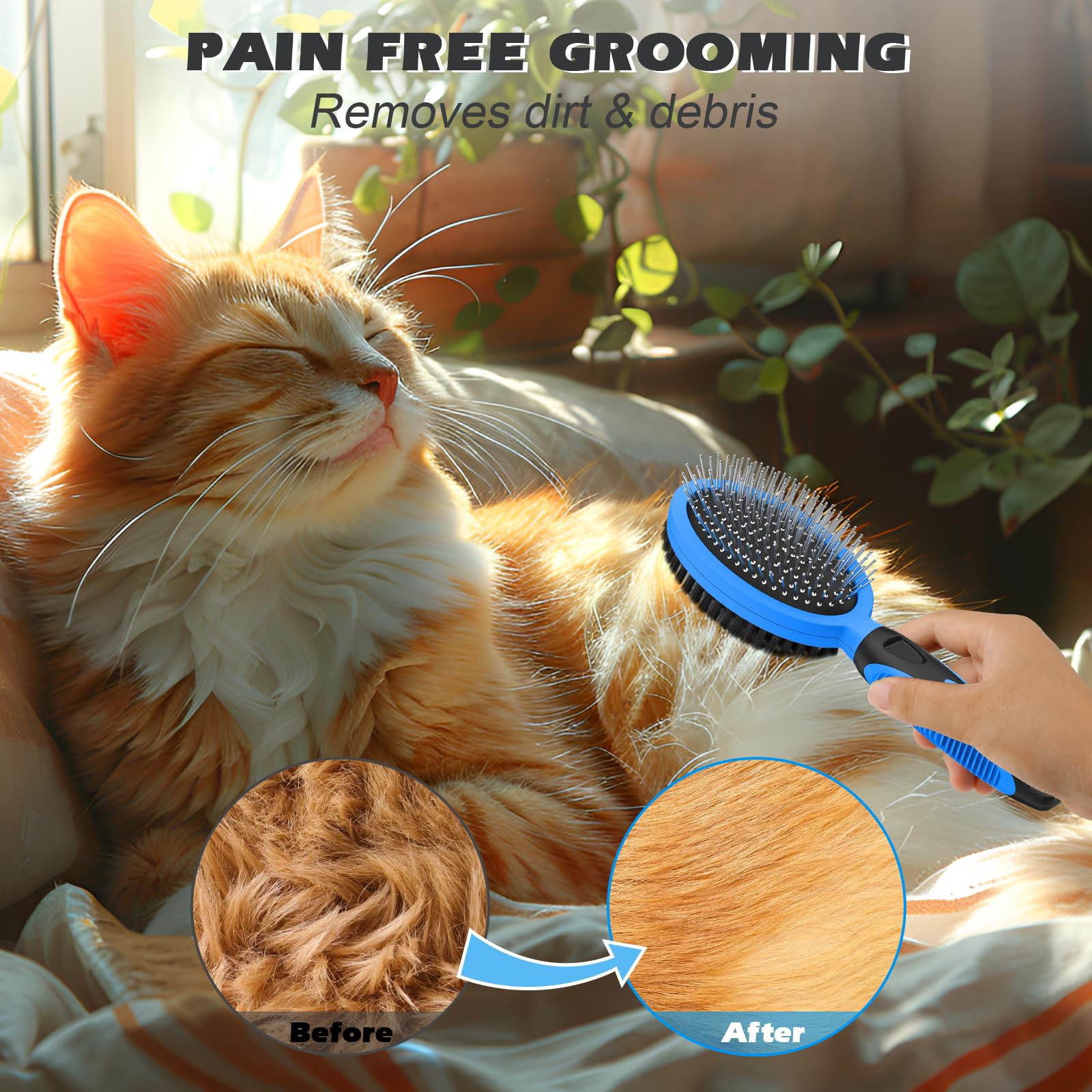UGNEL cepillo de silicona y TPR suave para grooming diario