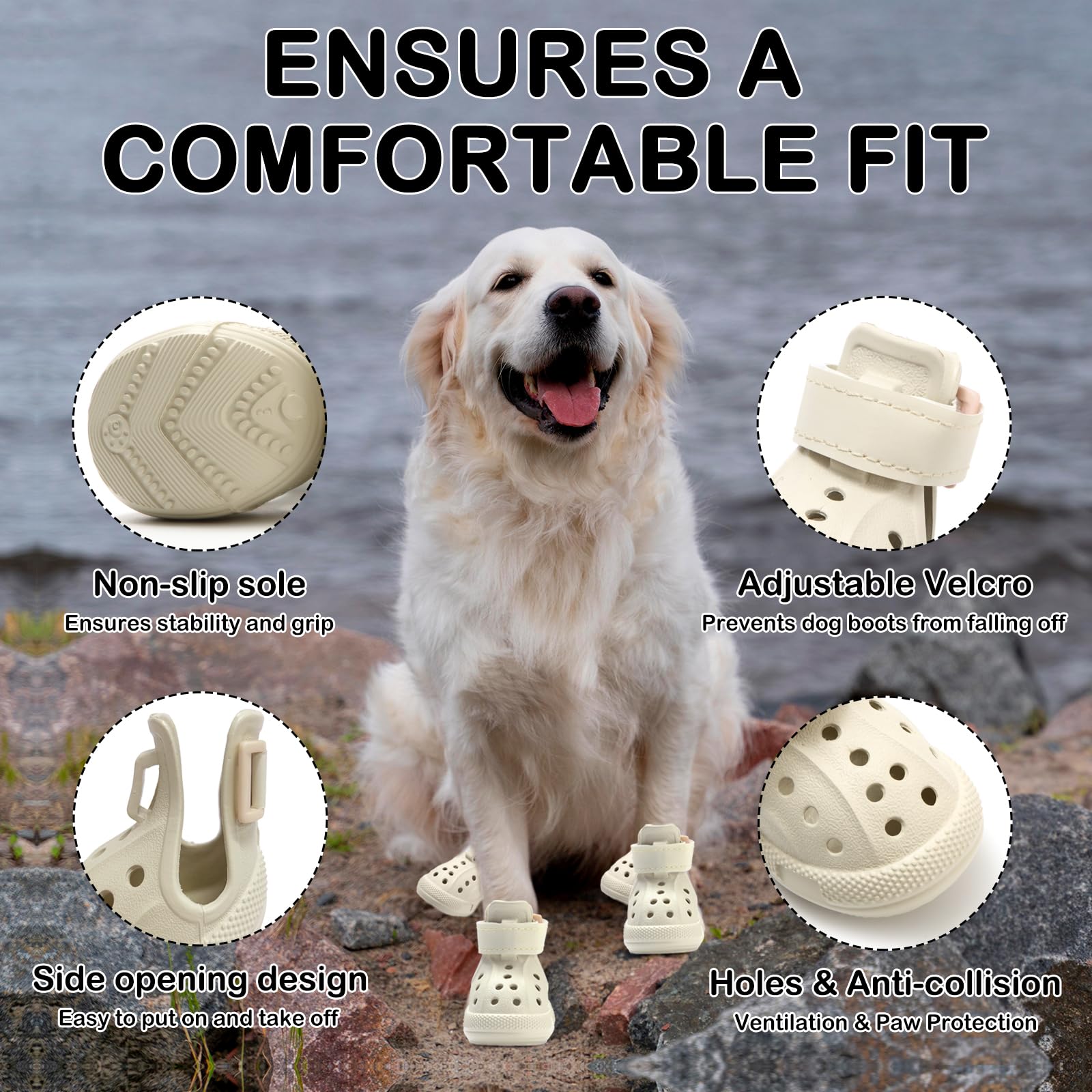 UGRASEA botas para perro: suela antideslizante para mayor agarre.