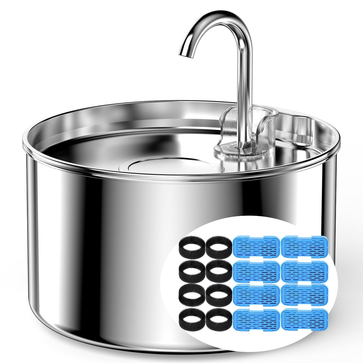 UIOOQ fuente de agua para gatos en acero inoxidable, duradera y segura para beber.
