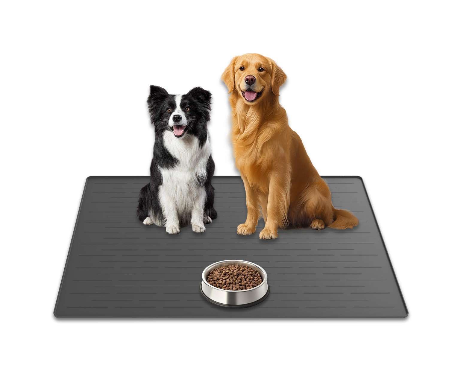 Ultibe alfombrilla XL para comida de mascotas con bordes elevados evita derrames.