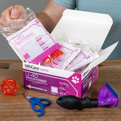 UltiCare VetRx U-40 jeringa 29G 1/2 pulgada, 100 unidades, flujo cómodo.