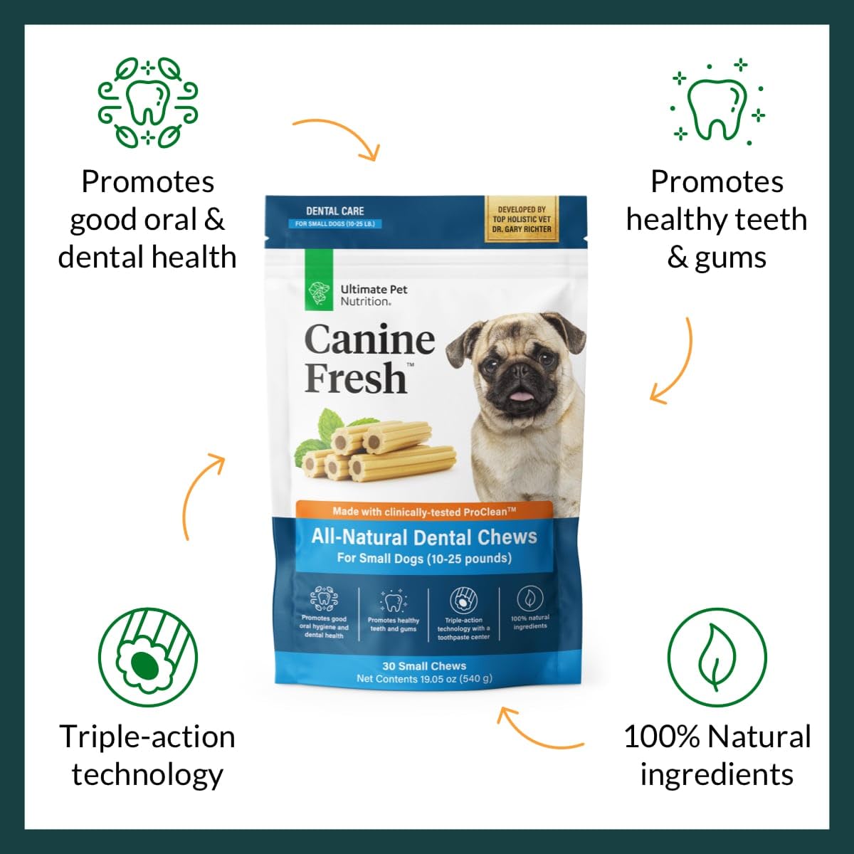 Canine Fresh limpieza de dientes con ProClean para reducir placa.