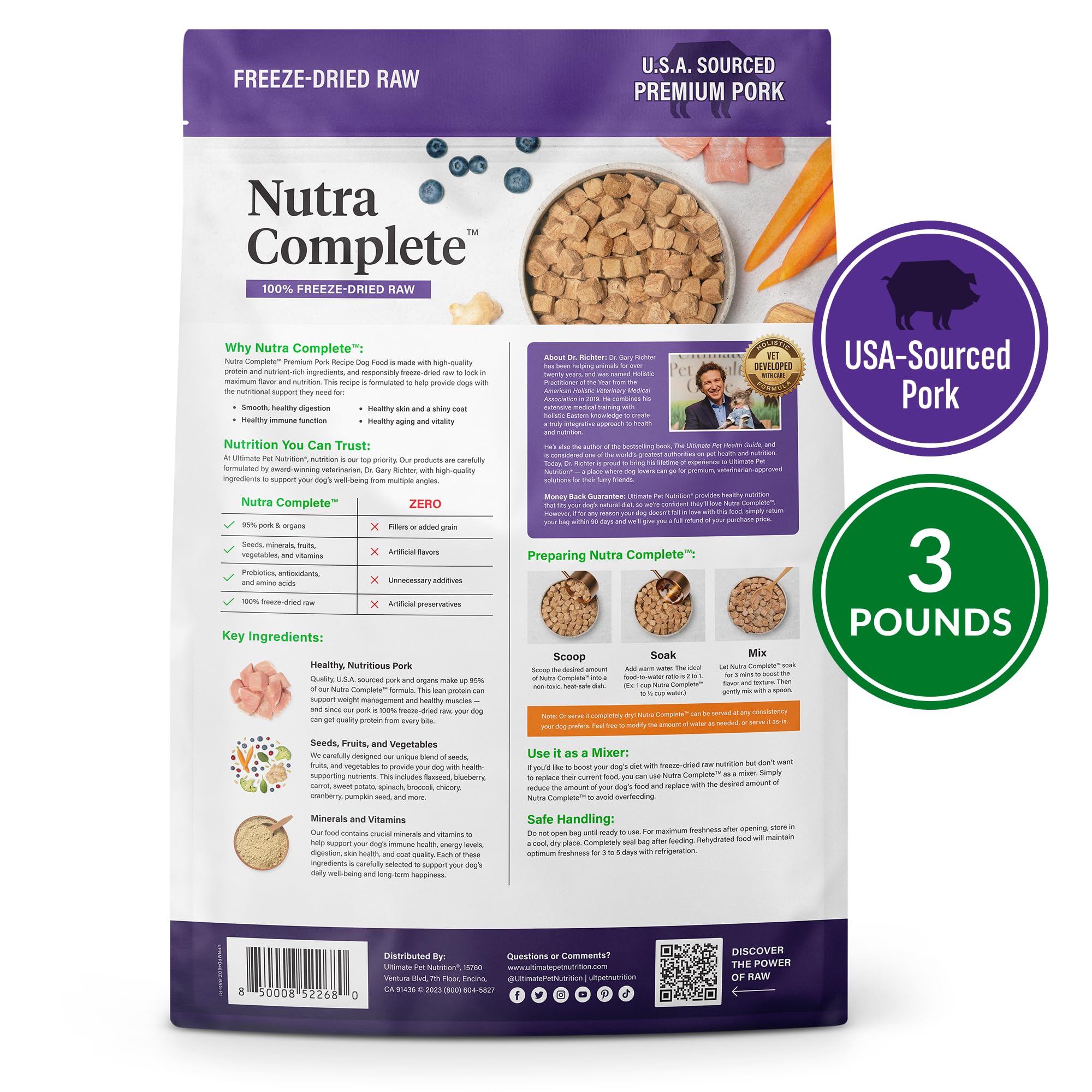 Nutra Complete de Ultimate Pet Nutrition, envase de 3 libras para conveniencia diaria