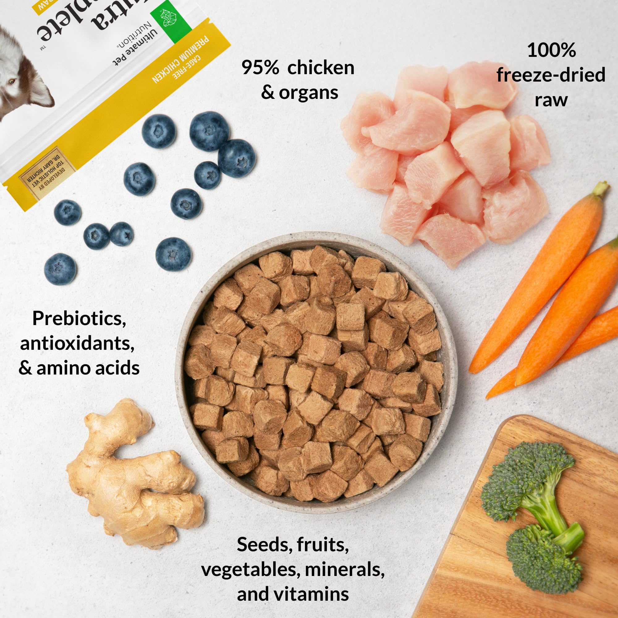 Nutra Complete de Ultimate Pet Nutrition, paquete de 4 bolsas para conveniencia y nutrición constante.