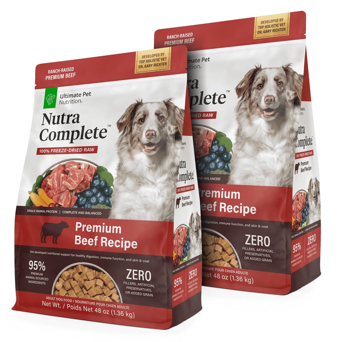 ULTIMATE PET NUTRITION Nutra Complete ternera liofilizada para perro, proteína fácil de digerir