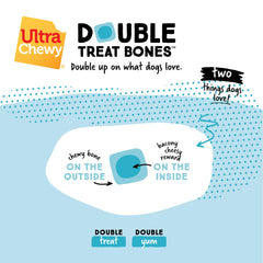 Ultra Chewy Bacon Cheese Double Treat Bones, masticación intensa para perros de mandíbulas fuertes.