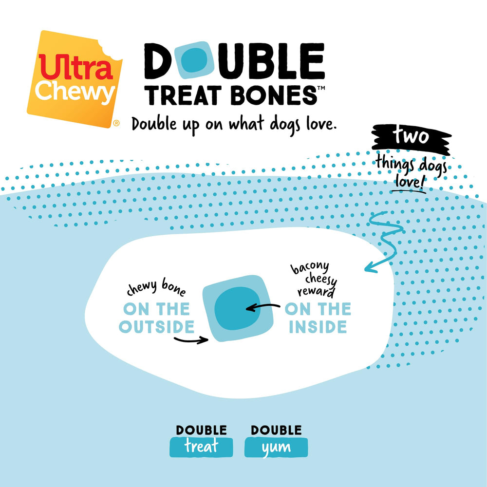 Ultra Chewy Huesos Doble Recompensa, enfoque en la higiene bucal durante la masticación.