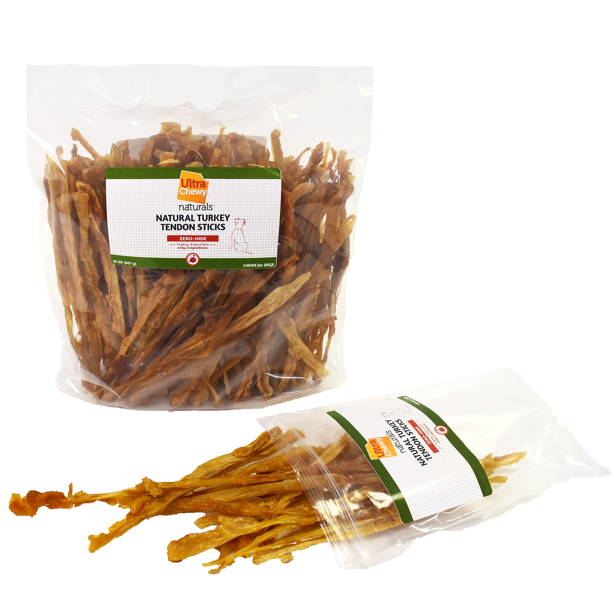 Digestión fácil con Ultra Chewy, tendones de pavo para perros sensibles.