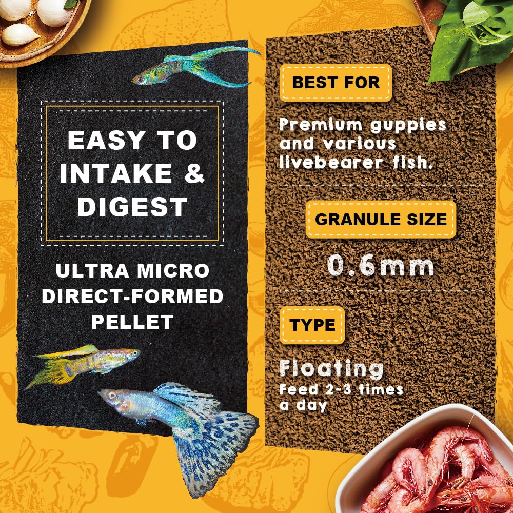 Ultra Fresh Apex Guppy con espirulina para crecimiento equilibrado.