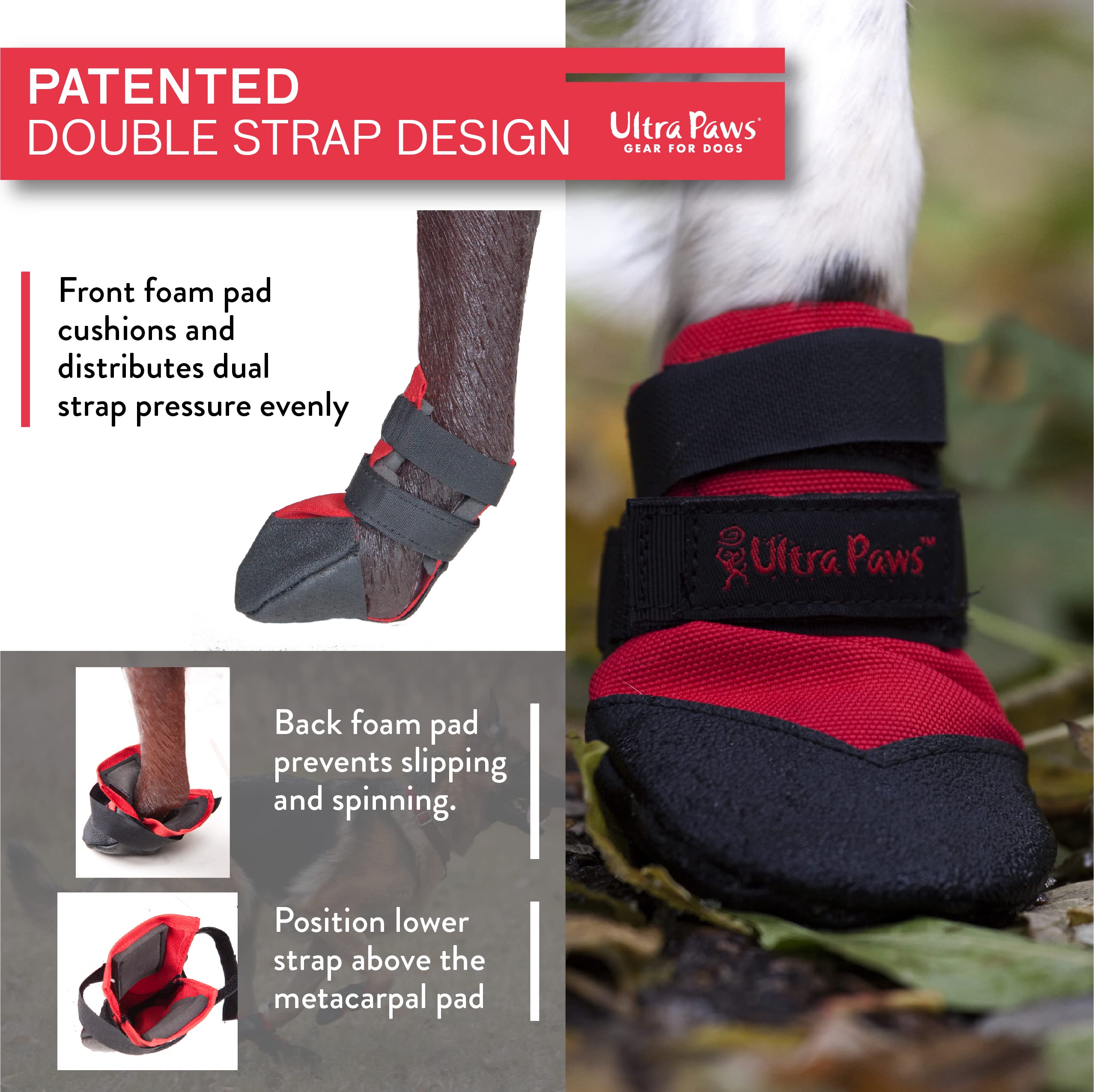 Ultra Paws cierre-velcro-ajuste, botas ofrecen ajuste seguro y cómodo.