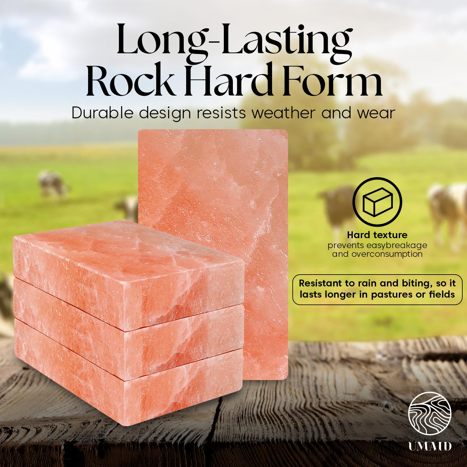UMAID bloque de sal rosa, fuente natural de minerales para el ganado