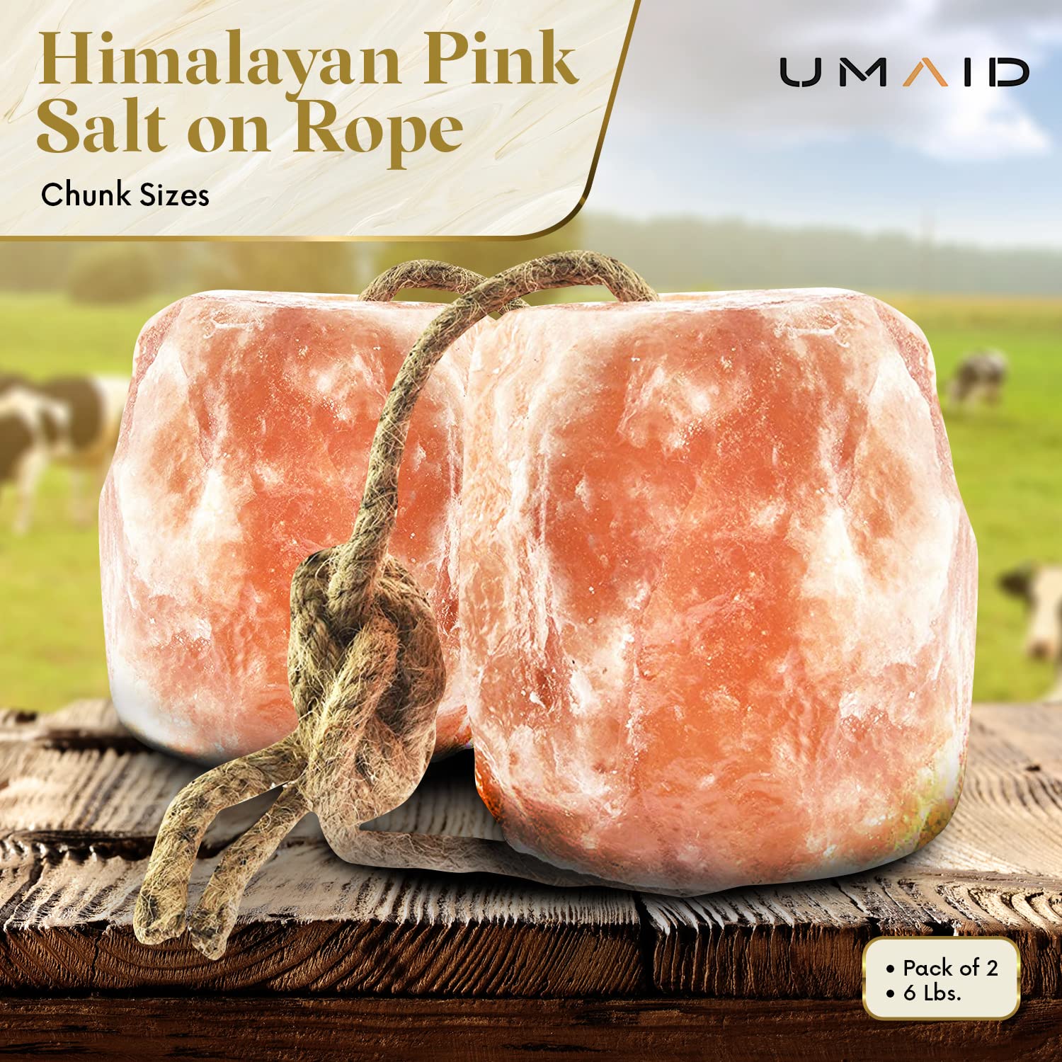 UMAID Sal Himalaya en cuerda roca natural: sabor mineral auténtico