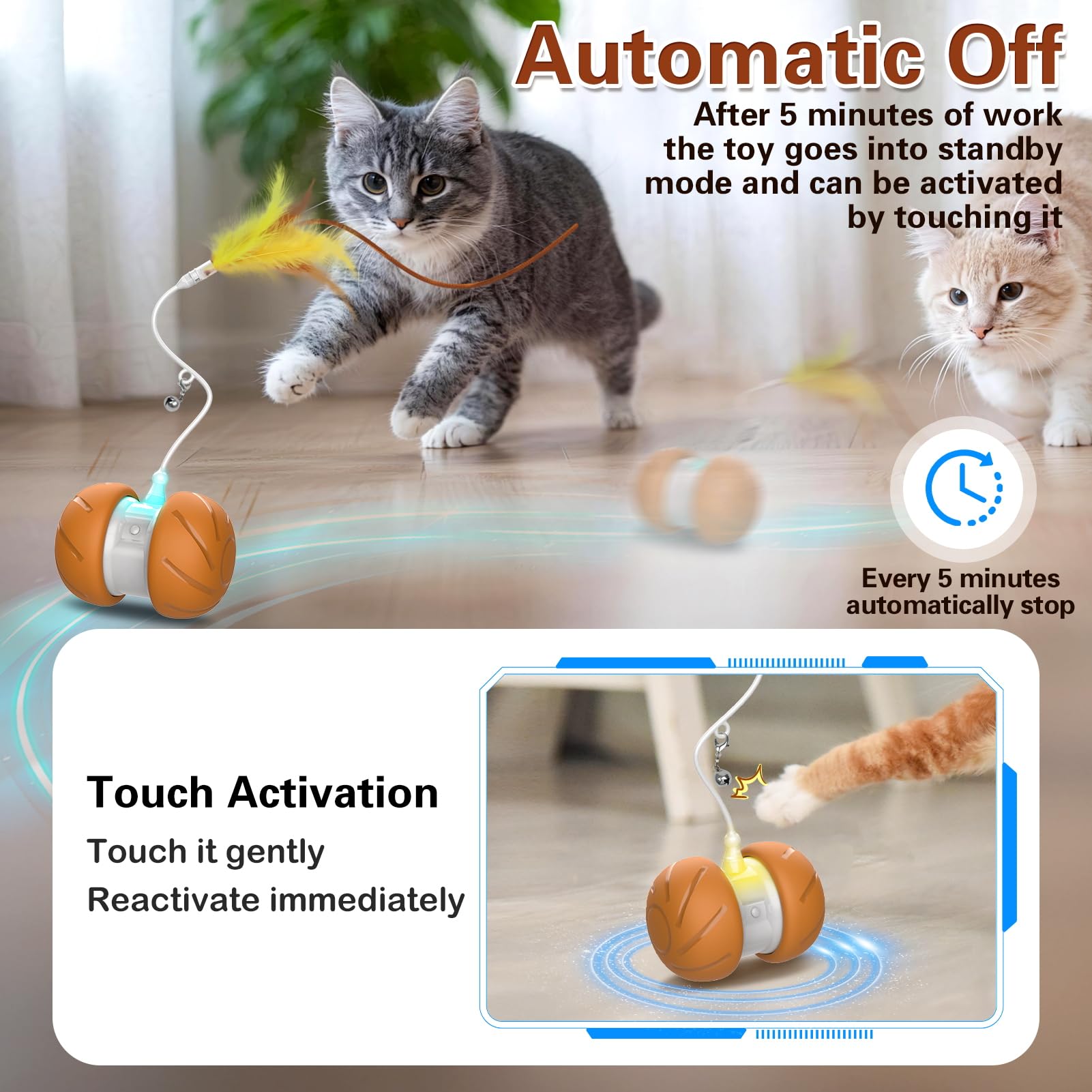 umosis Juguete Gato Doble Velocidad: modo rápido o suave para diferentes gatos