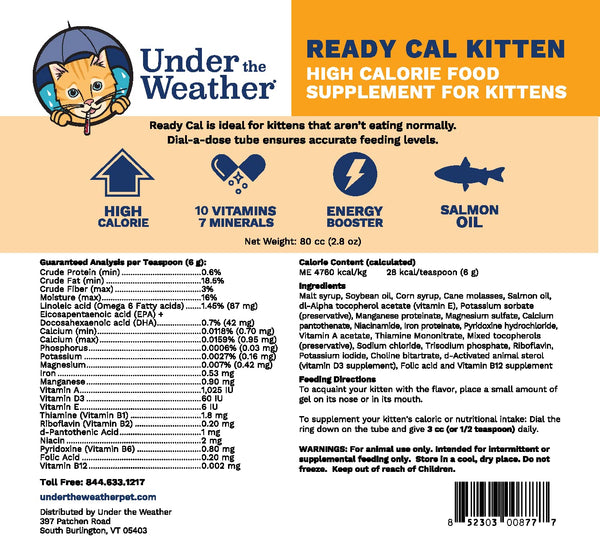 Under the Weather Pet Cal para gatito, apetito restaurado y crecimiento saludable