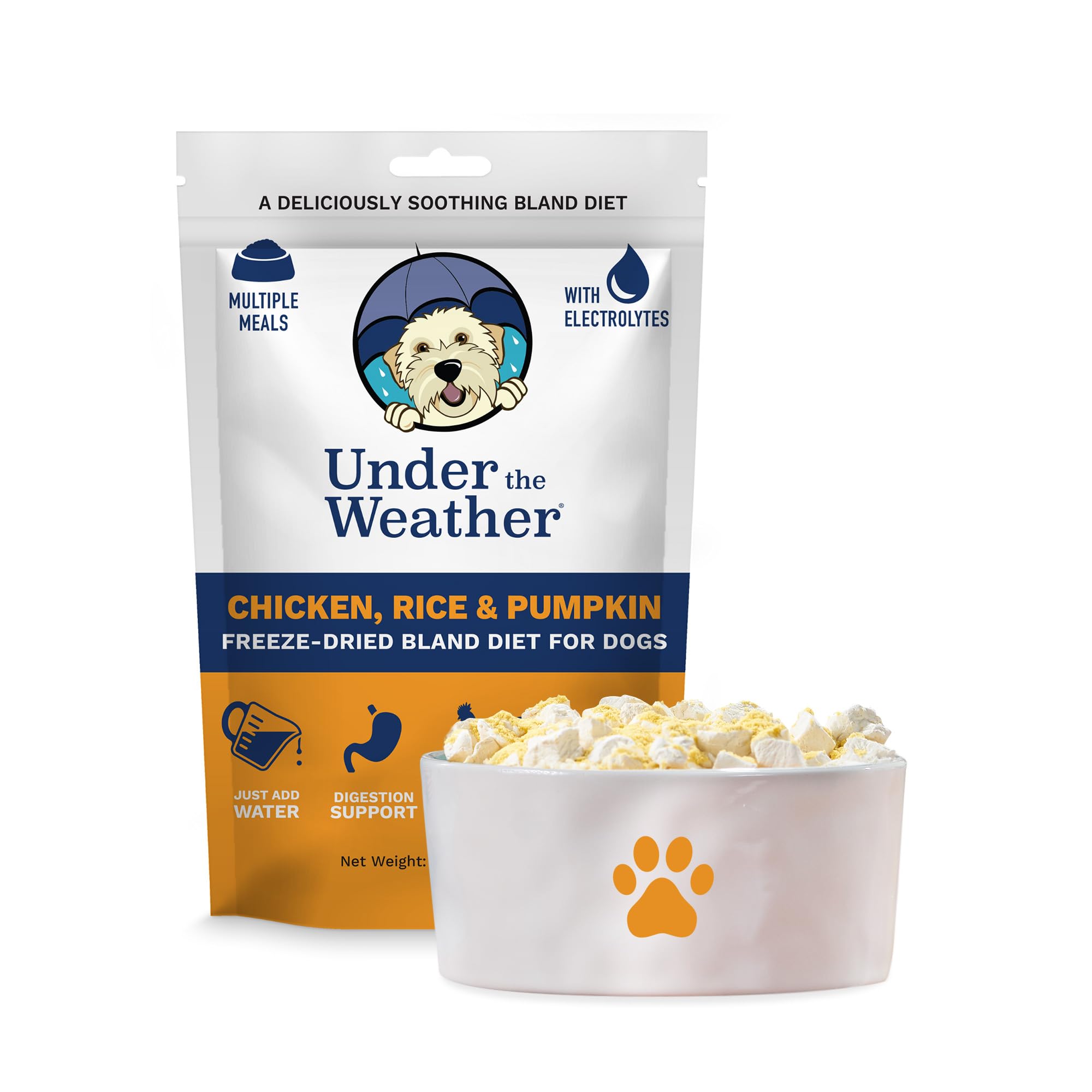 undertheweatherpet dieta blanda para perros, empaque práctico para emergencias digestivas