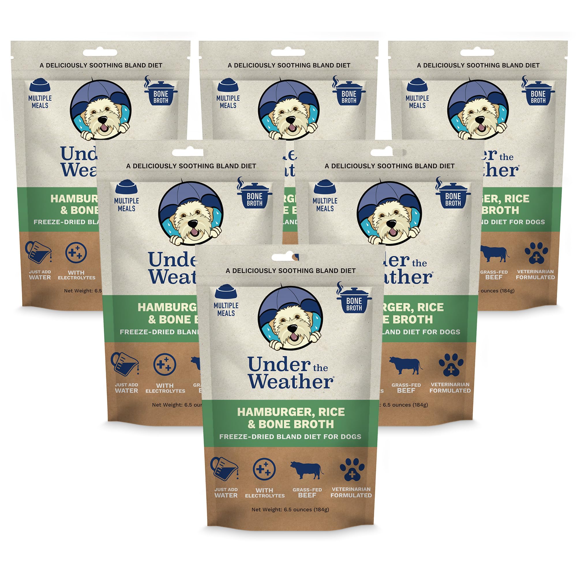 undertheweatherpet dieta-blanda para perro en envase, lista para rehidratar y servir.