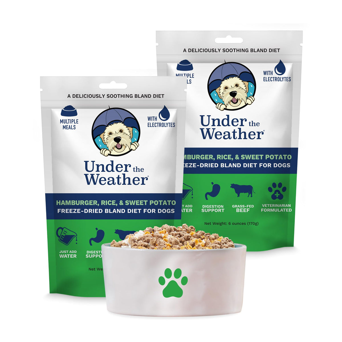 UndertheWeatherPet dieta blanda para perros, saco frontal, fácil de abrir para alimentar cuando hay malestar.
