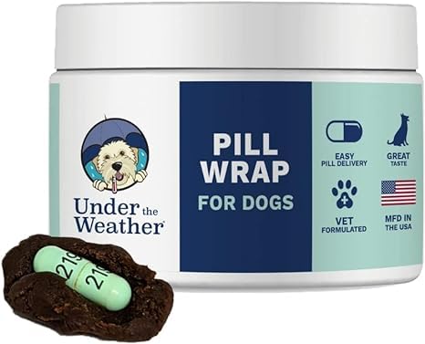 undertheweatherpet envoltura-de-pastilla muestra masa sabor pollo para disfrazar la medicación.