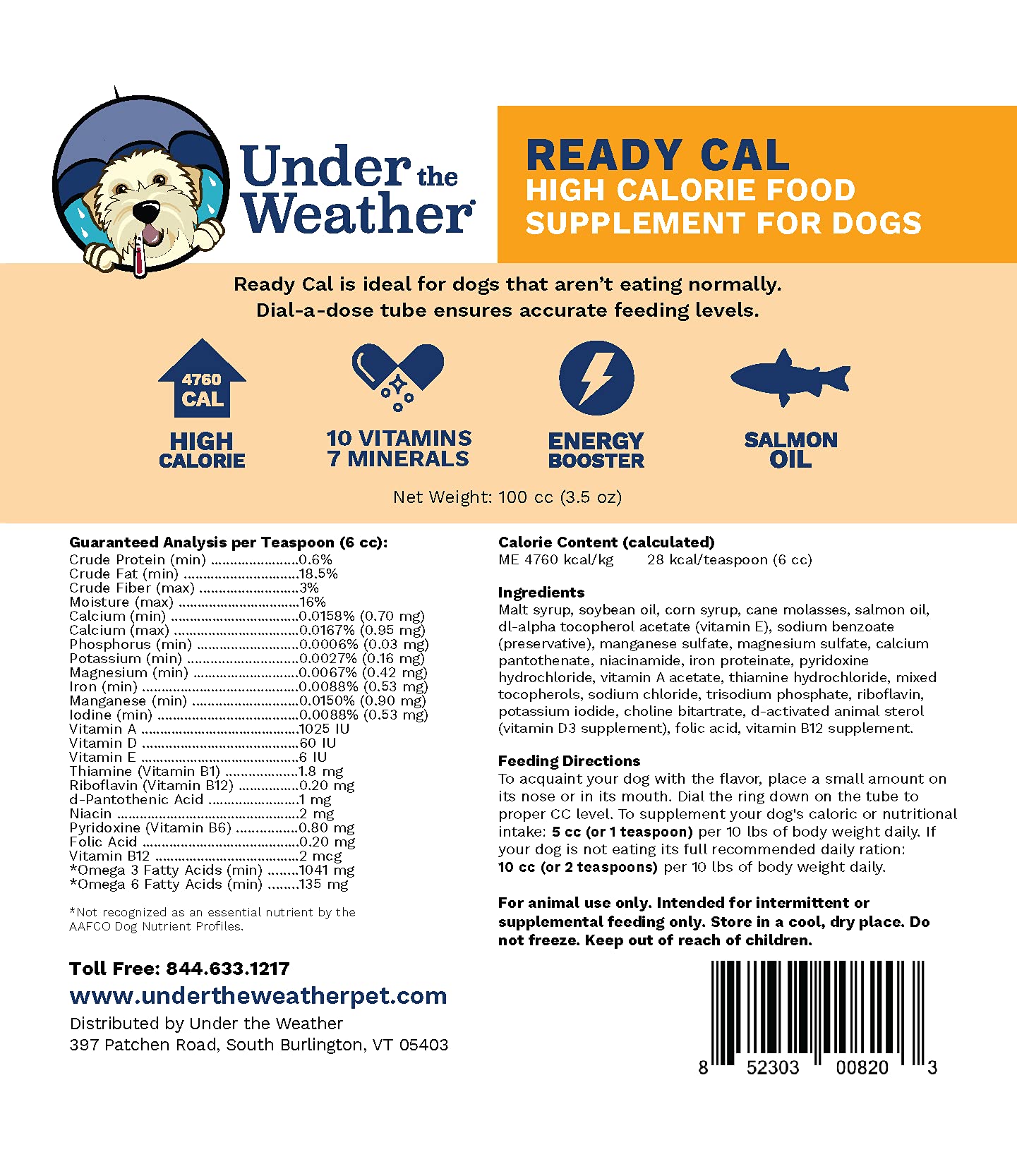 Undertheweatherpet ReadyCal: formulación vitaminas omega para energía