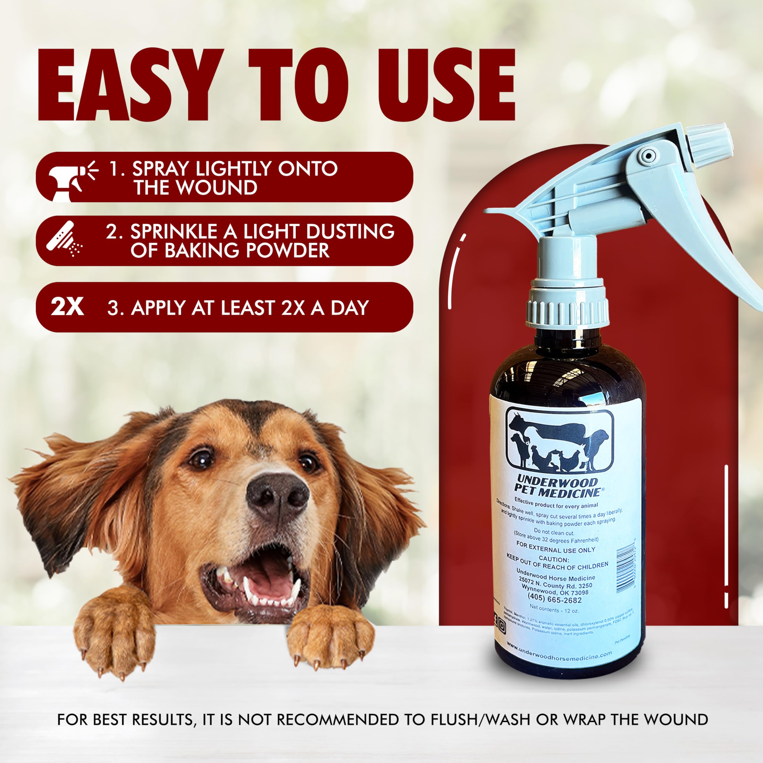 Underwood para animales de granja, solución para heridas