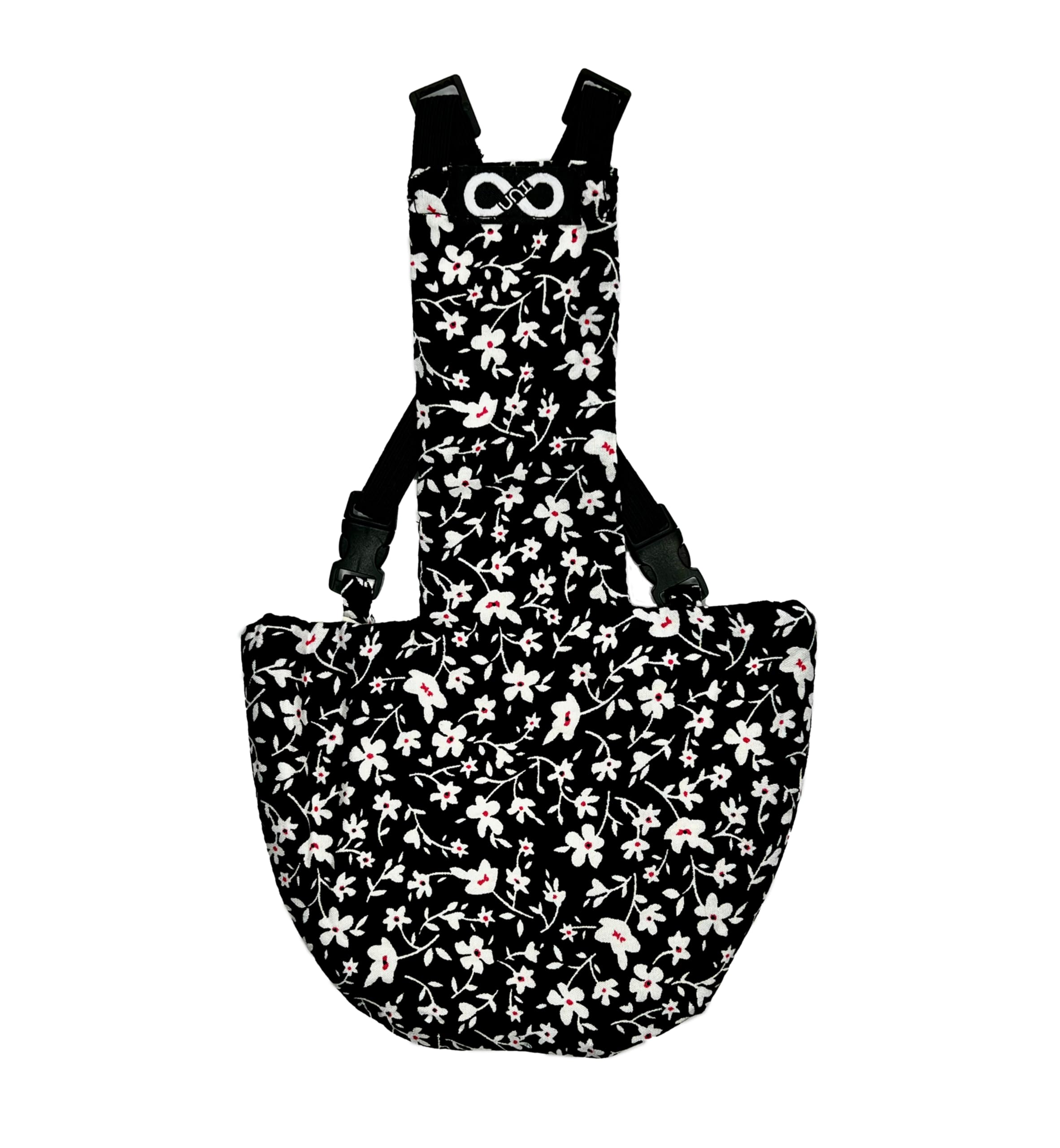Pañales Uni Infinity para gallinas, negro floral, ajuste cómodo y seguro.