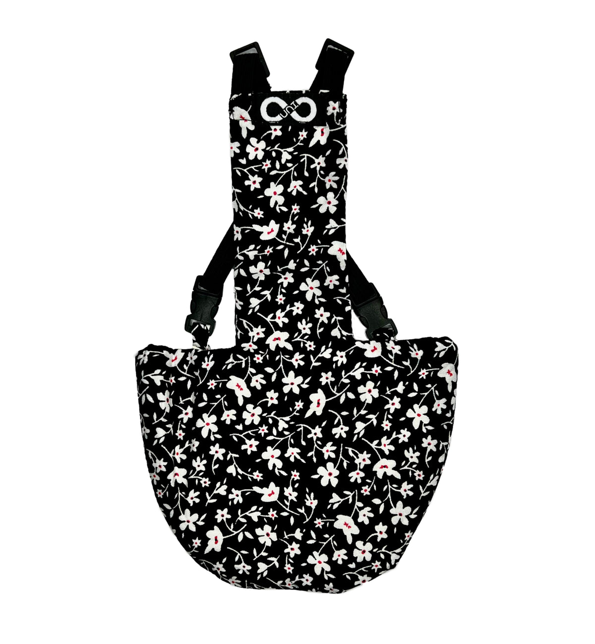 Pañales Uni Infinity para gallinas, negro floral, ajuste cómodo y seguro.