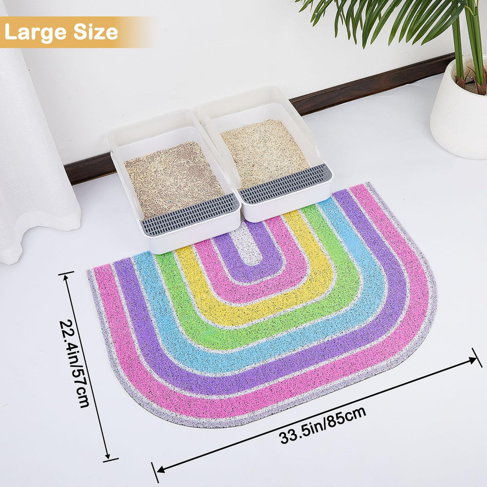 Alfombrilla Unicorn Catcher grande para dos areneros, reduce derrames en casa.