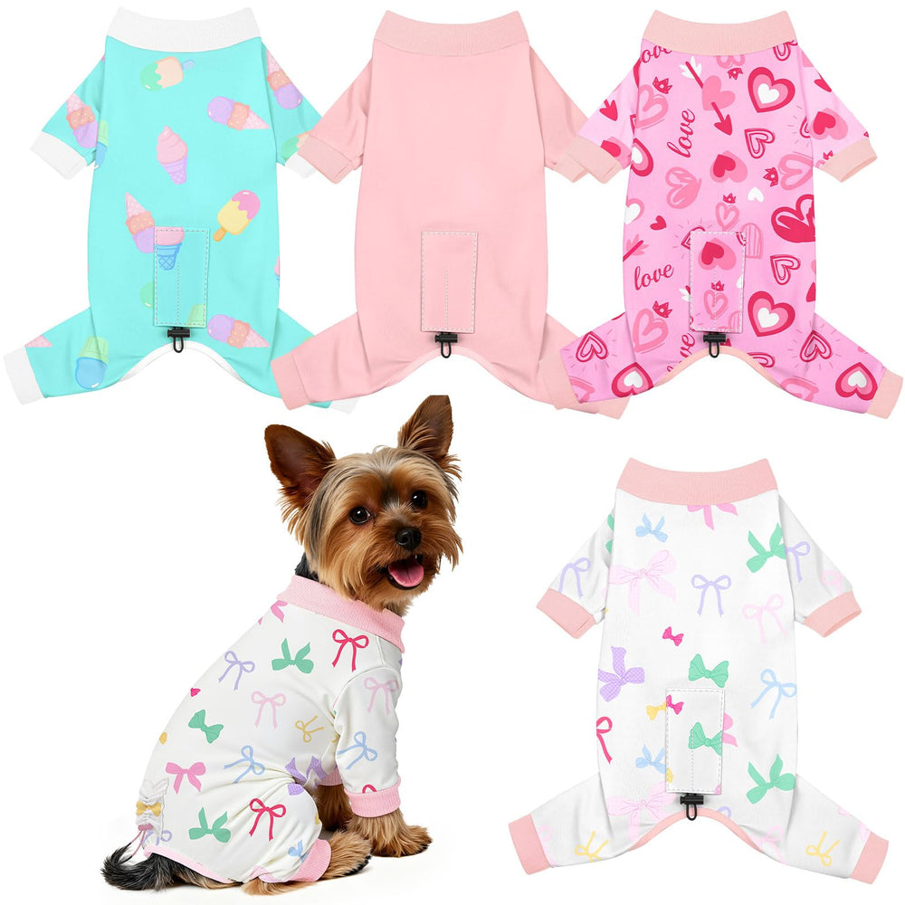Unicorn Catcher pijama perro, conjunto 4 piezas, frente vistoso para estilo diario