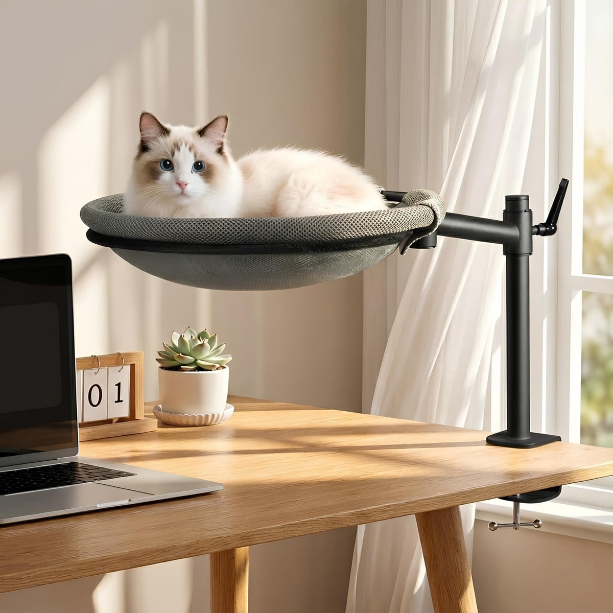 Unidevice Gato Cama Escritorio 360° giro para mayor visibilidad y compañía.