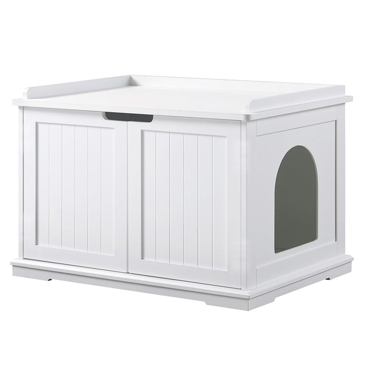 Unipaws caja-arena-oculta-blanco: oculta la arena y mejora la estética del cuarto