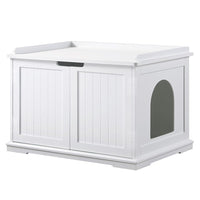 Unipaws caja-arena-oculta-blanco: oculta la arena y mejora la estética del cuarto