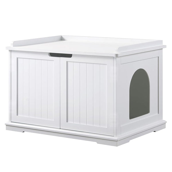 Unipaws caja-arena-oculta-blanco: oculta la arena y mejora la estética del cuarto