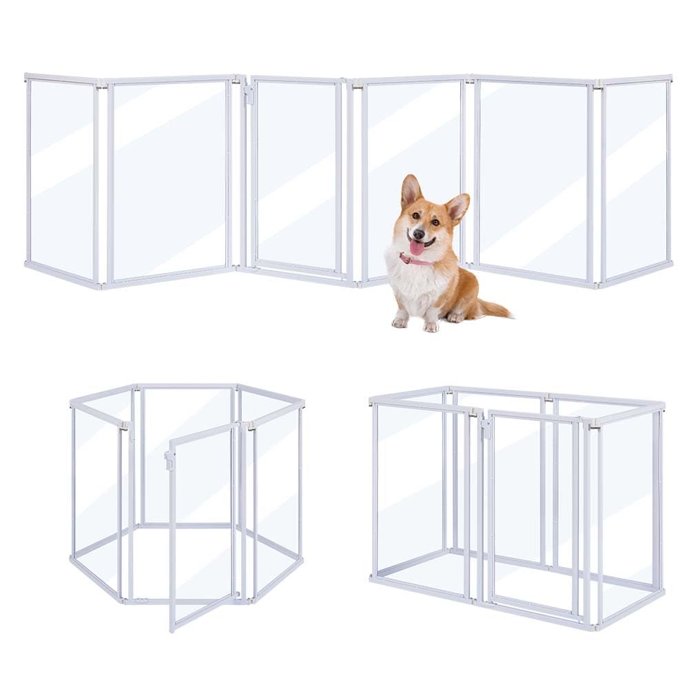 Unipaws jaula-juego acrílica transparente frontal, ambiente claro para mascotas.