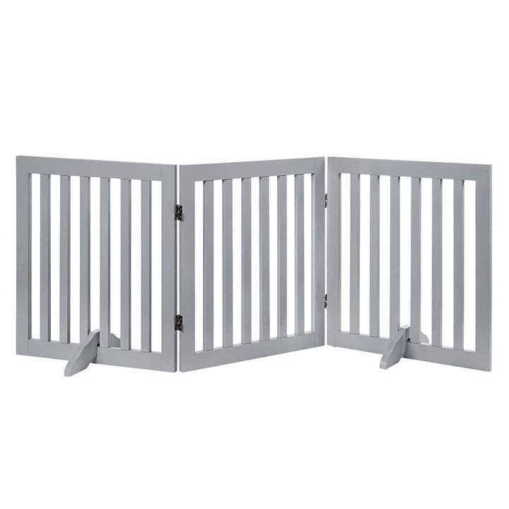 Unipaws puerta mascota 3 paneles indoor madera gris, delimita espacios con estilo