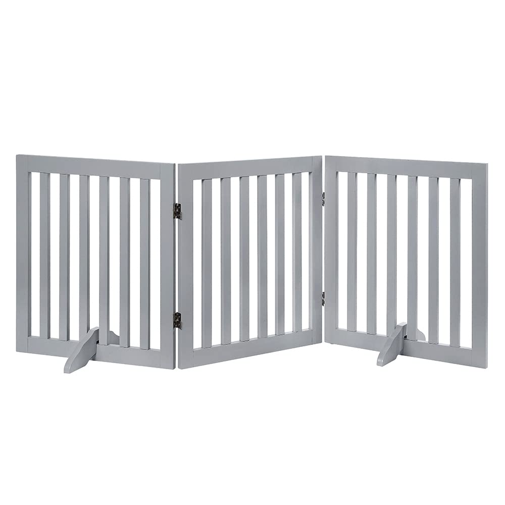 Unipaws puerta mascota 3 paneles indoor madera gris, delimita espacios con estilo