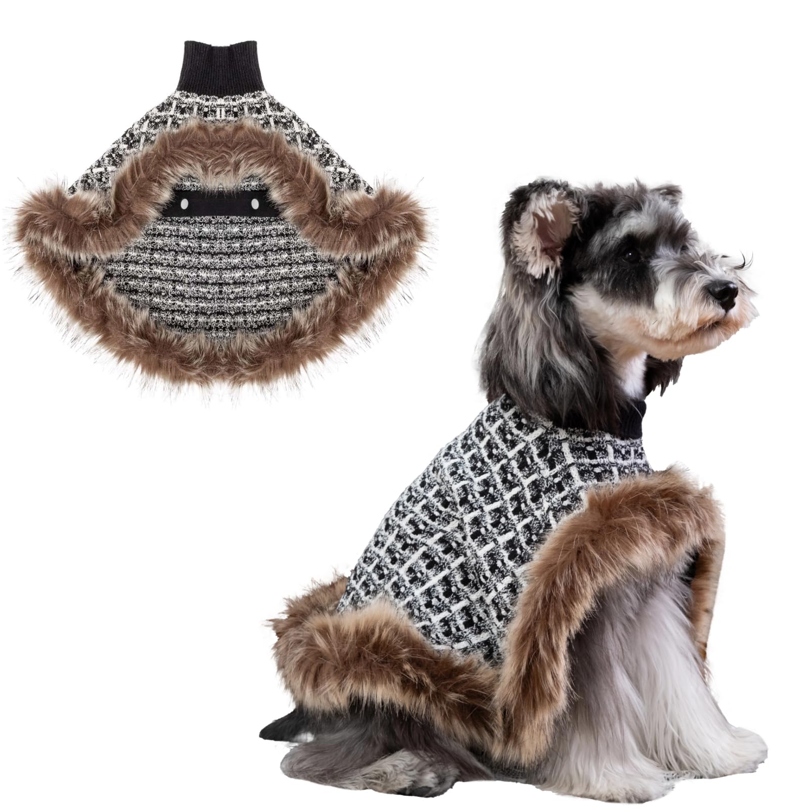 UNIPUP capa poncho para perro en lana bouclé, abriga con suavidad en días fríos