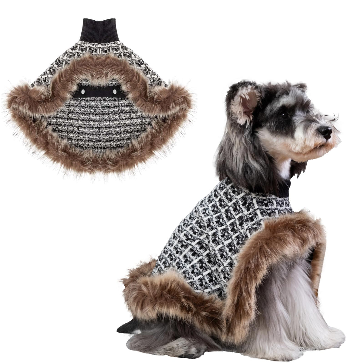 UNIPUP capa poncho para perro en lana bouclé, abriga con suavidad en días fríos