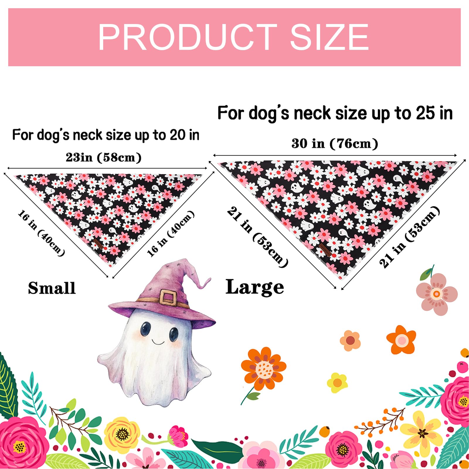 Bandana Unique Style Paws con diseño flor-fantasma para Halloween