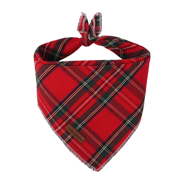 Bandana navidad Unique Style Paws para perro rojo a cuadros, ideal para fiestas