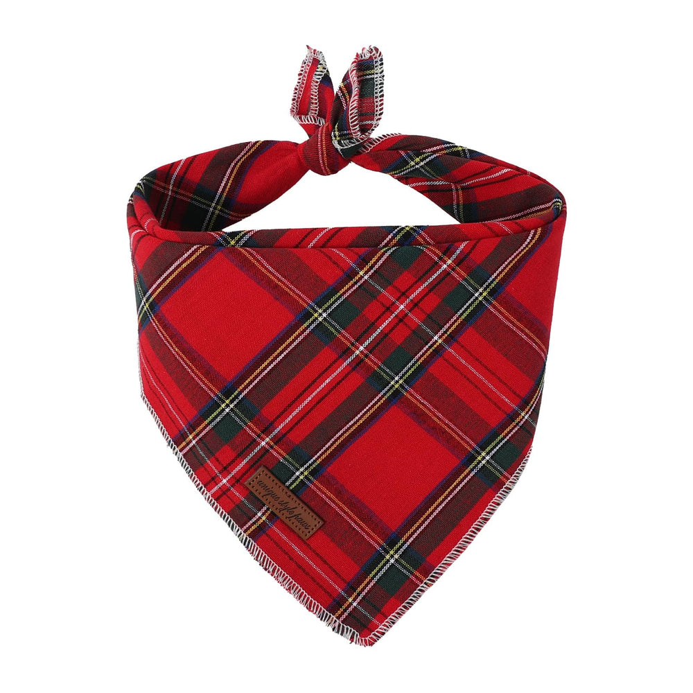 Bandana navidad Unique Style Paws para perro rojo a cuadros, ideal para fiestas