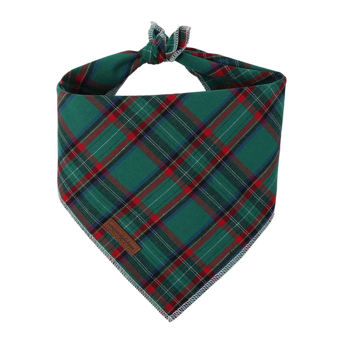 Unique Style Paws Bandana navidad para perro verde con cuadros, accesorio festivo cómodo.