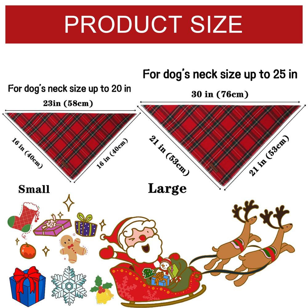 Bandana triángulo de algodón Unique Style Paws rojo a cuadros para uso diario