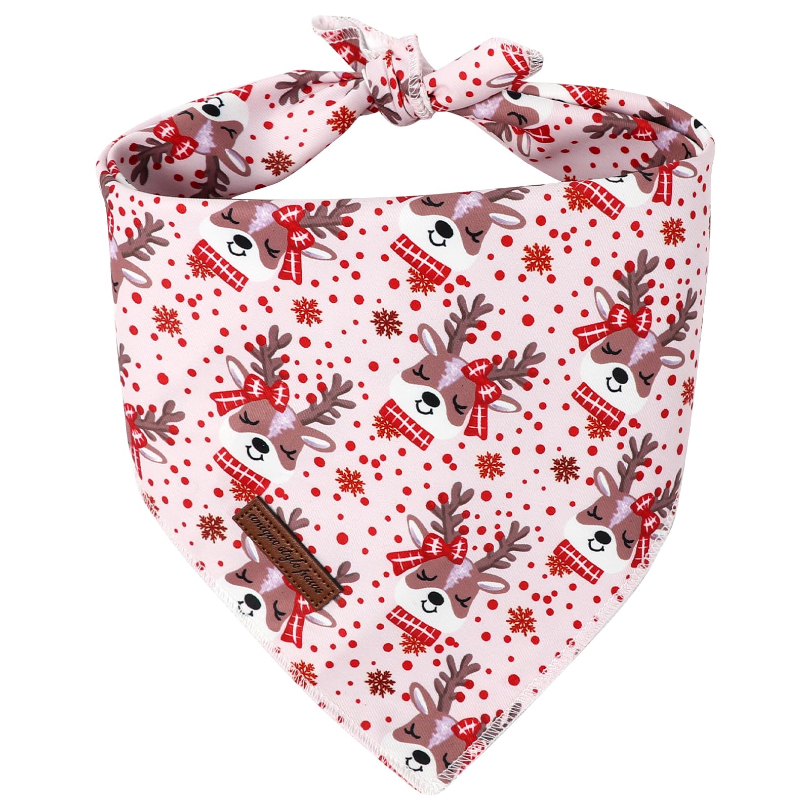 Bandana Unique Style Paws triángulo rojo-rosado con flores, ideal para estilos festivos.
