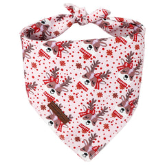 Bandana Unique Style Paws triángulo rojo-rosado con flores, ideal para estilos festivos.