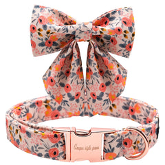 Unique style paws collar con nudo rosado ajustable para mascotas, cómodo y seguro.