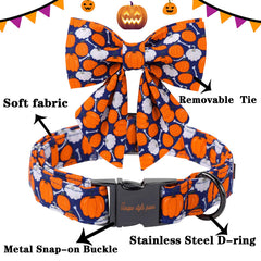 Collar con calabaza temática de Halloween de Unique Style Paws.