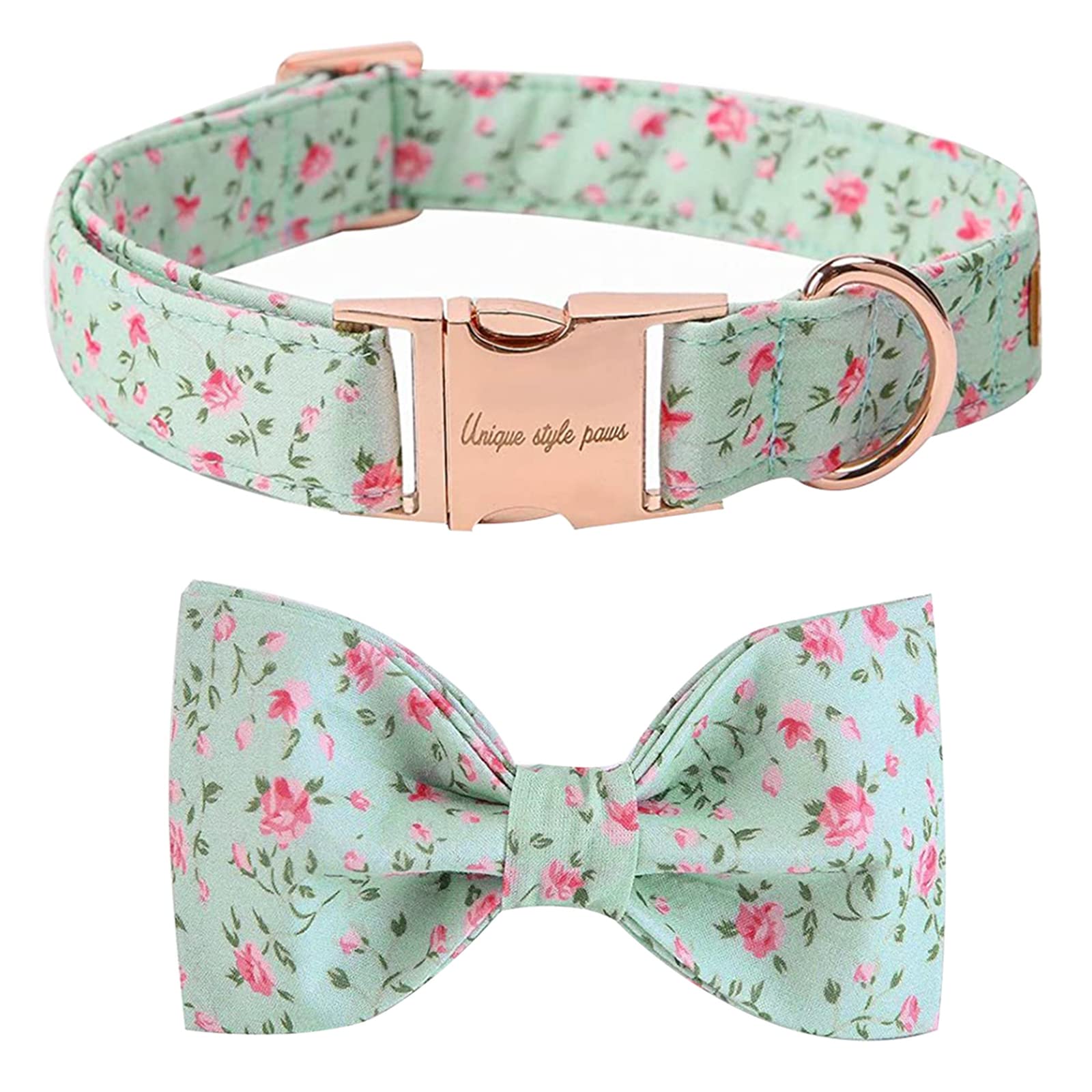 Unique Style Paws collar con lazo verde flor para perros, estilo y comodidad